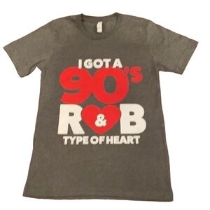 Grey, white and red 90s R & B  Heart tee NWOT